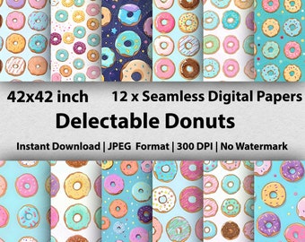 12 Donut Digital Papers Yummy Donut Patterns Printable Sweet Treat Donut Delight Scrapbook Paper - Unique DIY Sweet Donut Dreams Projects