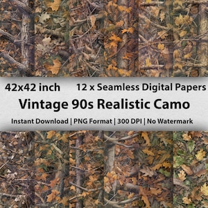 Vintage Camo Seamless Pattern: Realistic Hunting Texture (Digital Download)
