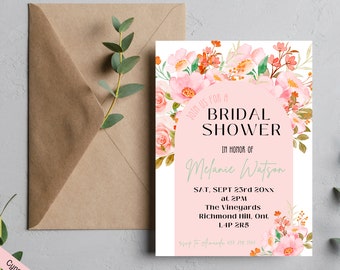 Bridal Shower invite for bride to be, bridal shower invitation template, bridal shower card, digital bridal shower template, bride to be