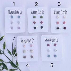 Mini studs, Tiny Studs, Clay Studs, Cute Studs, hypoallergenic studs, minimal studs, mini button studs, small earrings, minimal earrings