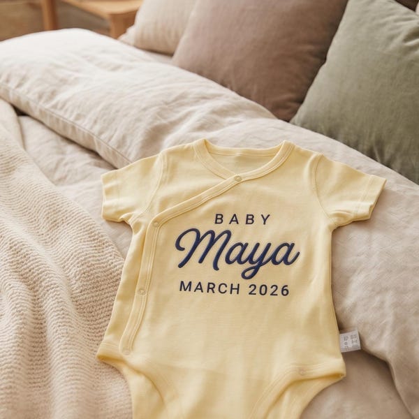 Body personalizado para bebé con anuncio de embarazo, fecha de parto, nombre personalizado, recuerdo.