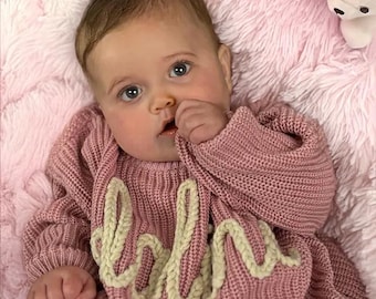 Baby Sweatshirt Embroidered Name| Baby One Month Sweater Embroidered Name| Custom Name Baby Sweatshirt| New Born Gift | Coming Home Gift