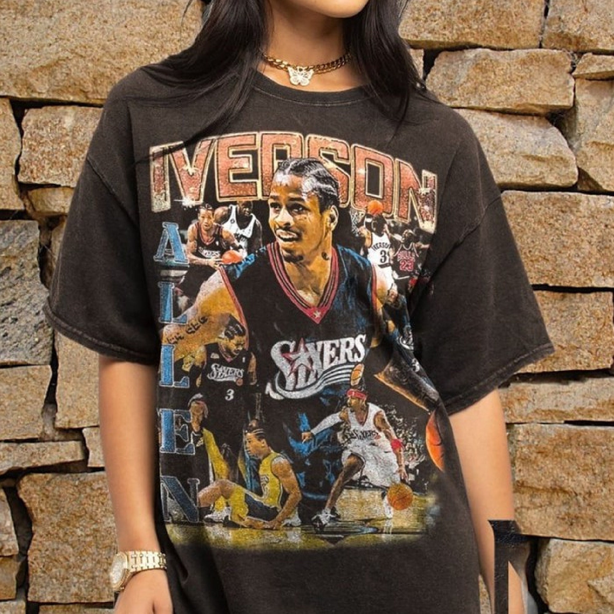 Vintage Allen Iverson Shirt He Answer Philadelphia 76Ers 90 Sweatshirt  Unisex - TourBandTees