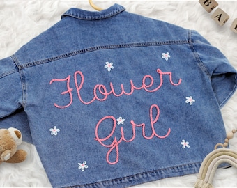 Hand Embroidered Baby Jacket | Personalized Name Kids Jean Jacket |  Flower Embroidered Denim | Personalized Jean Jacket | Jean Kid Jacket |