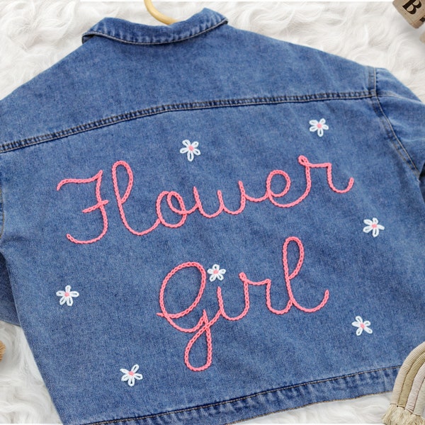 Hand Embroidered Baby Jacket | Personalized Name Kids Jean Jacket |  Flower Embroidered Denim | Personalized Jean Jacket | Jean Kid Jacket |