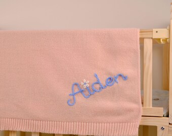 Custom BaBy Blanket With Hand Embroidered | Embroidery Gift for Baby Shower | Stroller Blanket | Monogrammed Newborn Baby Gift