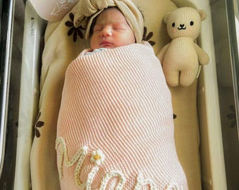 Custom BaBy Blanket With Hand Embroidered | Embroidery Gift for Baby Shower | Stroller Blanket | Monogrammed Newborn Baby Gift