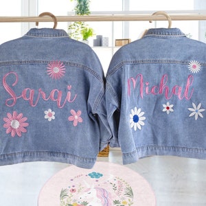 Custom Embroidered Kids Denim Jacket | Embroidered Denim Jacket | Custom Denim Jacket | Embroidered Jean Jacket | Personalized Denim Jacket.