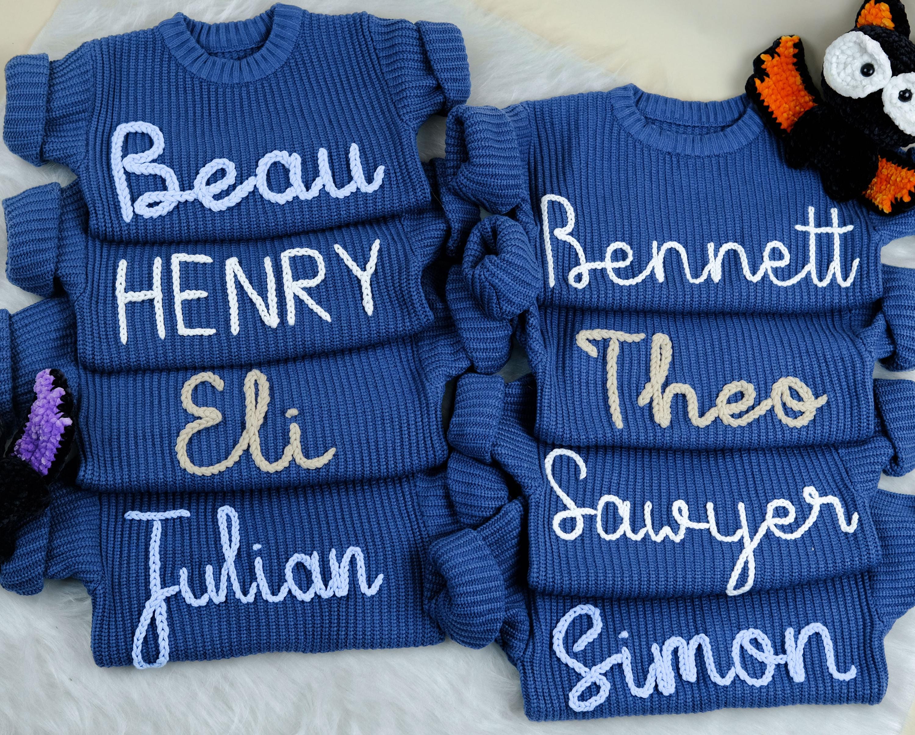 Custom Name Baby Sweaters, Hand Embroidery Name Sweatshirt, Baby Boy Sweater, Boy Sweatshirt, Annoucerment Sweatshirt, Baby Boy Newborn Gift