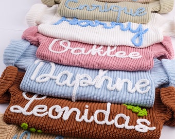 Maglione per bambini con nome personalizzato / Maglioni per bambini ricamati a mano personalizzati / Maglione per bambini unico / Maglione con nome per neonato, regali per neonati