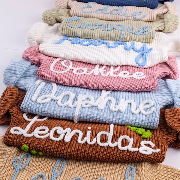 Custom Name Baby Sweater | Personalized Hand Embroidered Baby Sweaters | Unique Baby Sweater | Baby Boy Name Sweater, Newborn  Gifts