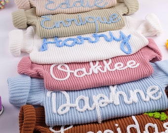 Custom Name Baby Sweaters | Personalized Hand Embroidered Name Baby Sweaters | Unique Baby Sweater | Baby Boy Name Sweater, Baby shower gift