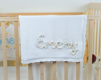 Hand Embroidered Baby Newborn Baby Blanket With Name Custom