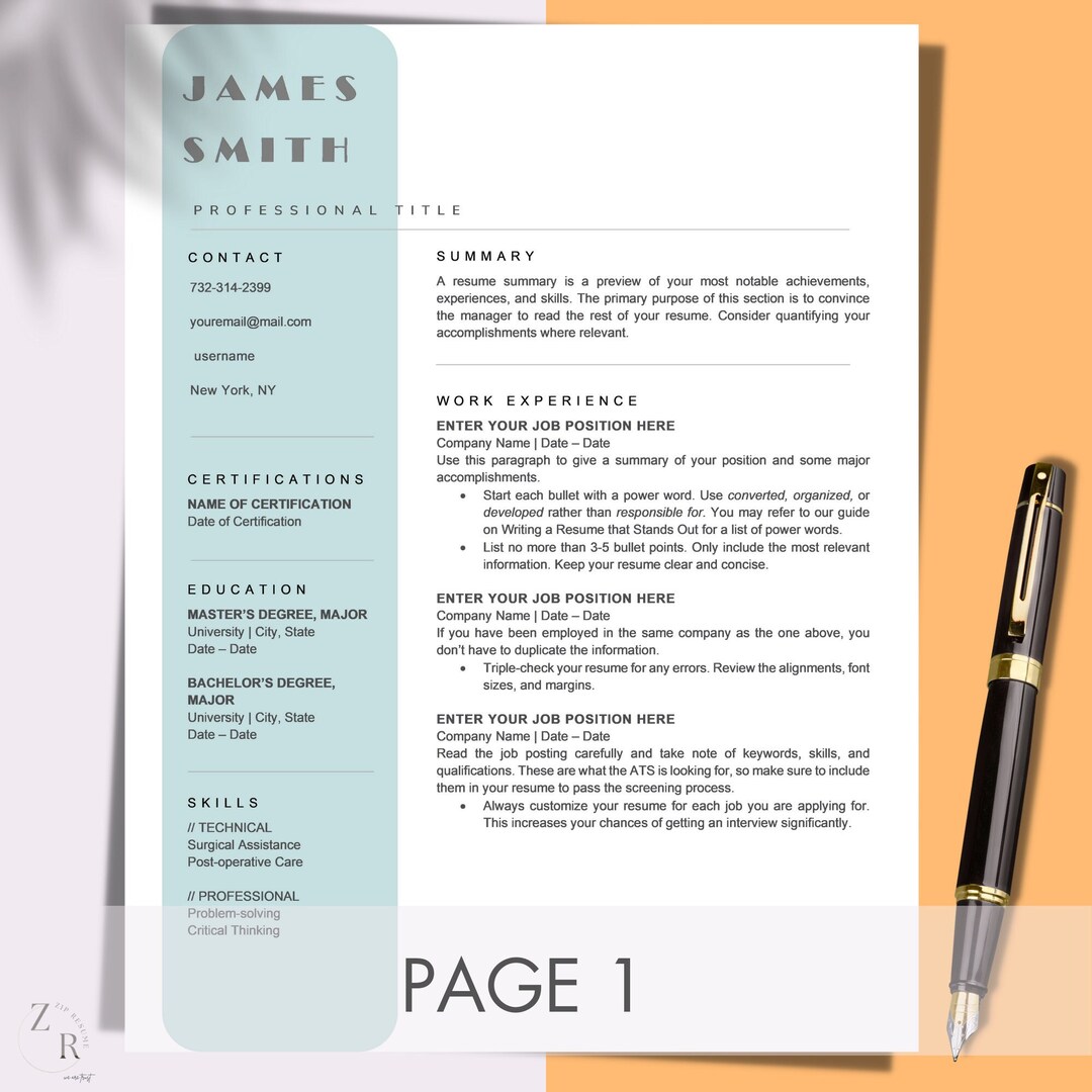ATS Friendly Resume Template, Minimalist ATS CV, Simple Ats Resume, Ats ...