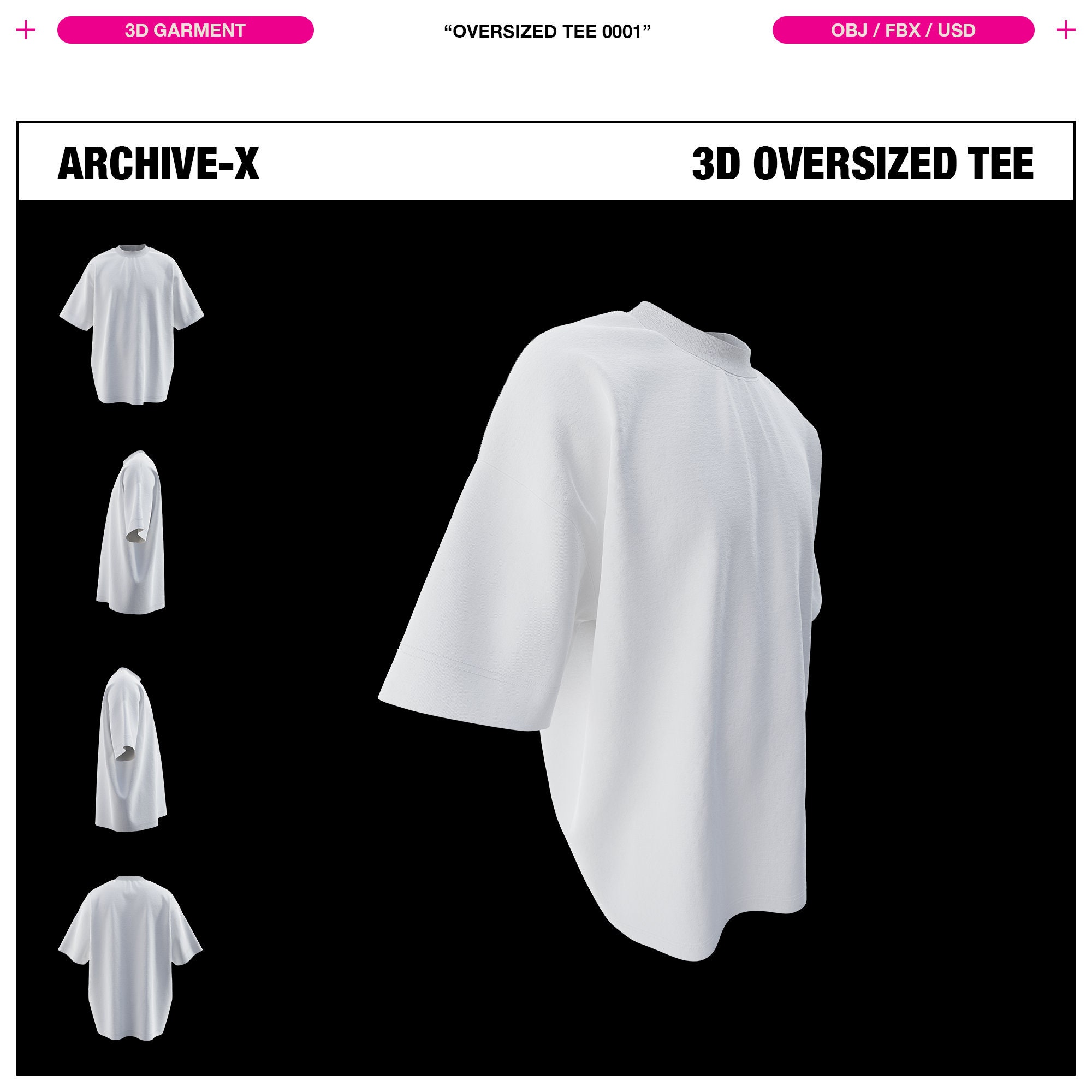 3D Oversized Tee Garment: Procreate, Blender (OBJ/FBX/USD)