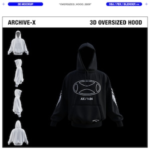 OVERSIZED HOOD 3D MOCKUP for Blender, Digital Garment, Oversized Hood, 3D Hoodie, 3D Garment, 3D Hood, Digital Fashion