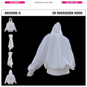 OVERSIZED HOOD 3D GARMENT for Procreate and Blender, Digital Garment, Oversized Hood, 3D Hood, 3D Garment, 3D Hoodie, Digital Fashion