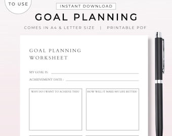 Werkblad Doelplanning | Afdrukbare doelplanner organizer | Digitale pdf-download | Matrix-trackersjabloon voor doelen stellen