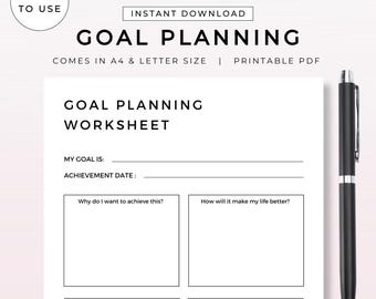 Werkblad Doelplanning | Afdrukbare doelplanner organizer | Digitale pdf-download | Matrix-trackersjabloon voor doelen stellen