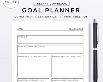 Werkblad Doelplanner | Afdrukbare organizer voor doelplanning | Digitale pdf-download | Matrix-trackersjabloon voor doelen stellen