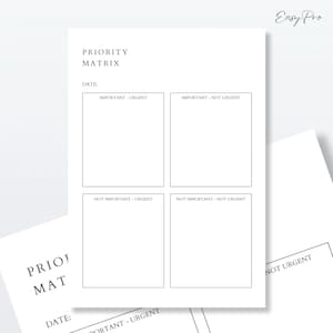 Performance Priority Paper.pdf Priority Matrix Planning Worksheet | Printable Prioritisation Organiser ...