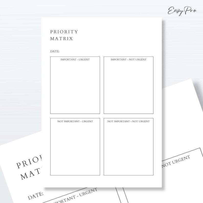 Priority Matrix Planning Worksheet | Printable Prioritisation Organiser ...