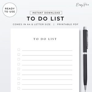 To Do List Daily Planner Worksheet | Printable Planning Organiser | Digital PDF Download  | Productive Daily Weekly Management Template