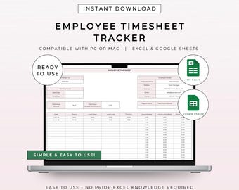 Werknemer Urenregistratie-tracker Spreadsheet | Uren, salaris en lonen volgen voor HR-zaken in eenvoudige salarisadministratie | Excel- of Google Spreadsheets-sjabloon roze