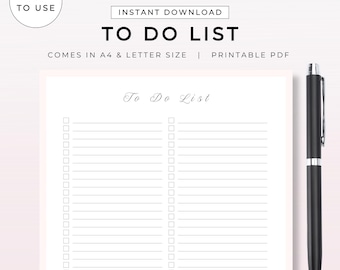 Afdrukbare sjabloon takenlijst | Dagelijkse checklistplanner | A4 en US Letter, digitale pdf-downloadorganizer