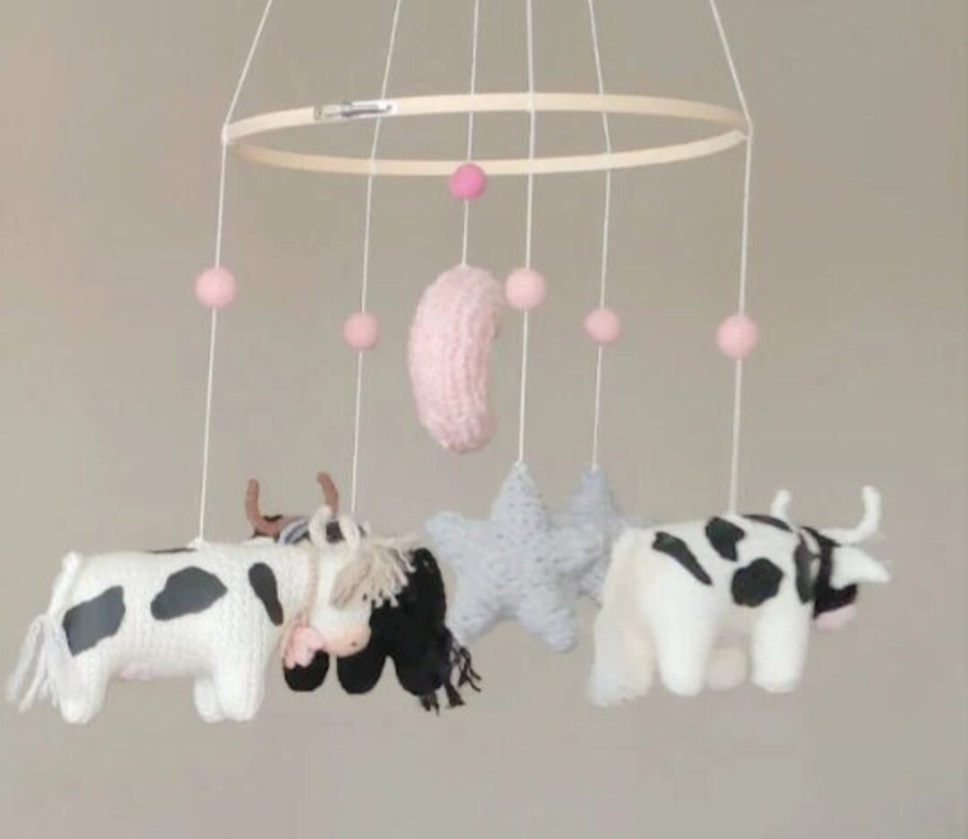 Cattle Baby Mobile Cows Nursery Mobile Cowgirl Cot Mobile Farm Crib