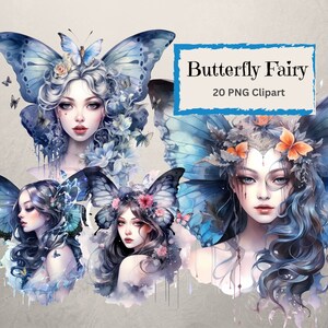 Schmetterling Fee Clipart PNG Fantasy Clipart Fee Clipart Digitale Illustration Junk Journal Crafting Papier Journal Seiten Scrapbook Download