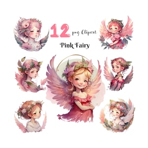 Pink Fairy PNG Clipart Magical Fantasy Whimsical Illustration Junk Journal Ephemera Crafting Paper Journal Pages Scrapbook Download
