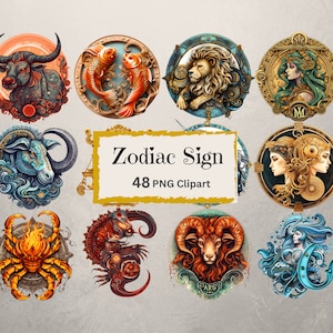 Signes du zodiaque PNG Clipart Horoscope Clipart Bundle Verseau Poissons Bélier Taureau Gémeaux Cancer Lion Vierge Balance Scorpion Sagittaire Capricorne