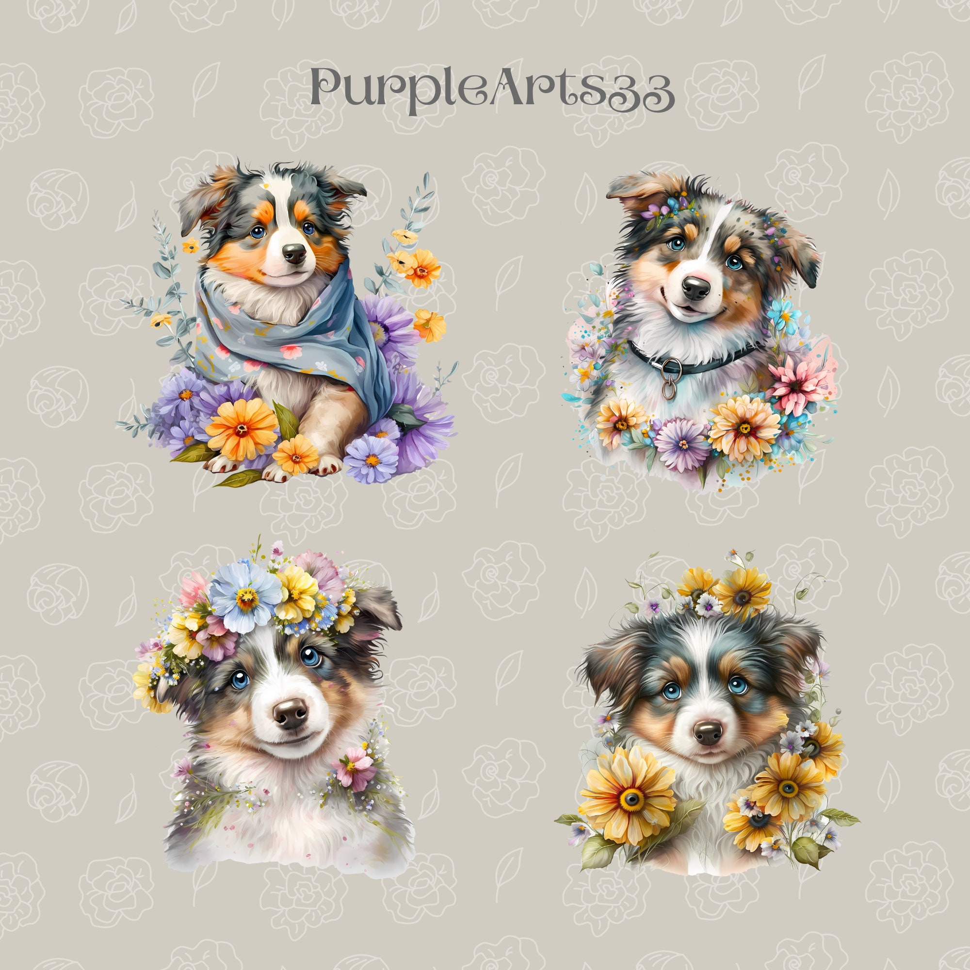 Australian Shepherd Puppy PNG Clipart Cute Dog Digital Illustration ...