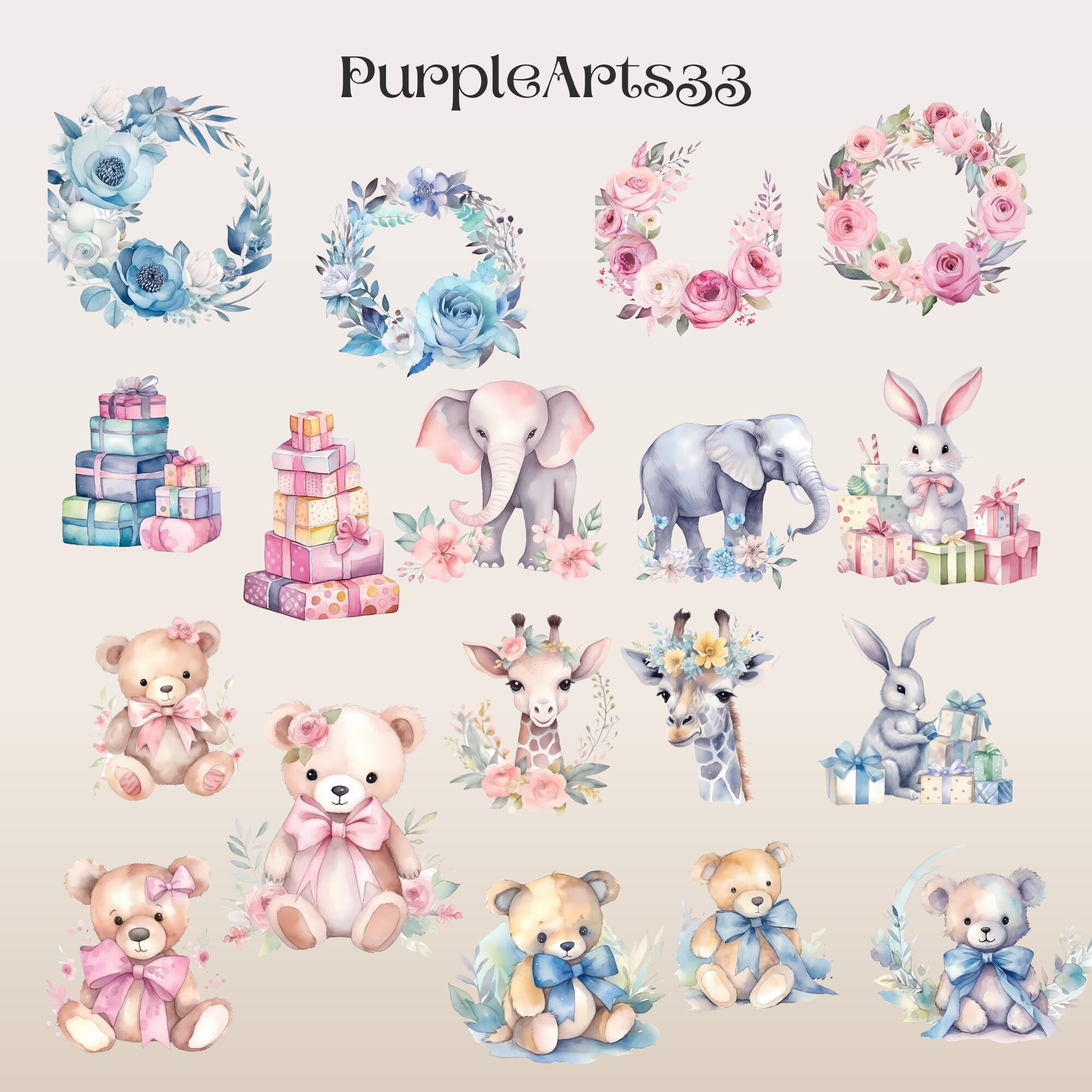 Baby Shower Bundle PNG Watercolor Clipart Newborn Baby Nursery PNG ...