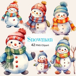Snowman Clipart PNG Snowman Christmas Clipart Winter Gifts Art Card Graphic Crafting Paper Junk Journal Pages Scrapbook Digital Download