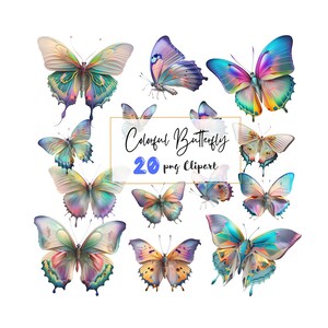 Colorful Butterfly PNG Clipart Digital Illustration Junk Journal Ephemera Crafting Paper Journal Pages Scrapbook Download