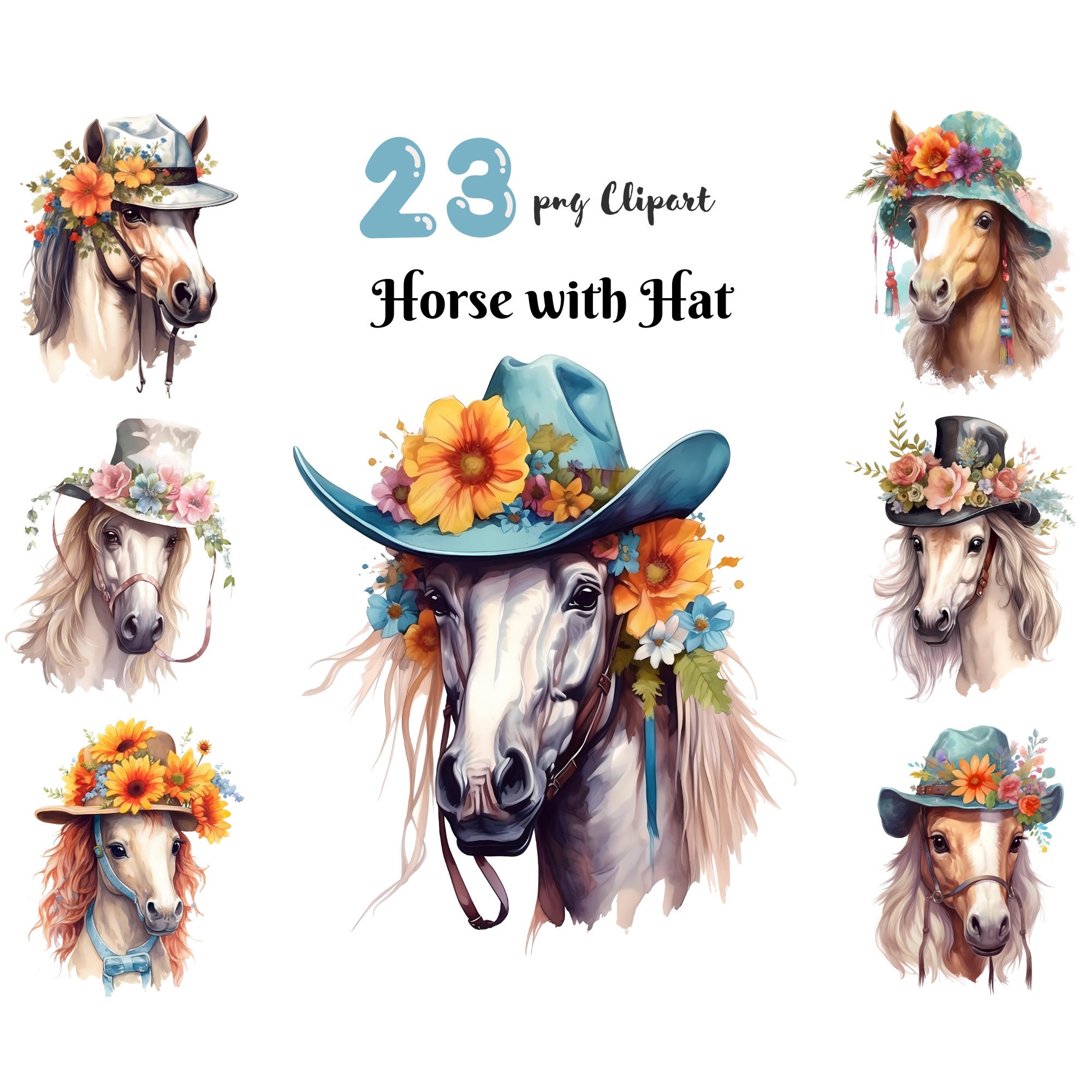 Horse With Hat PNG Clipart Digital Illustration Junk Journal Ephemera