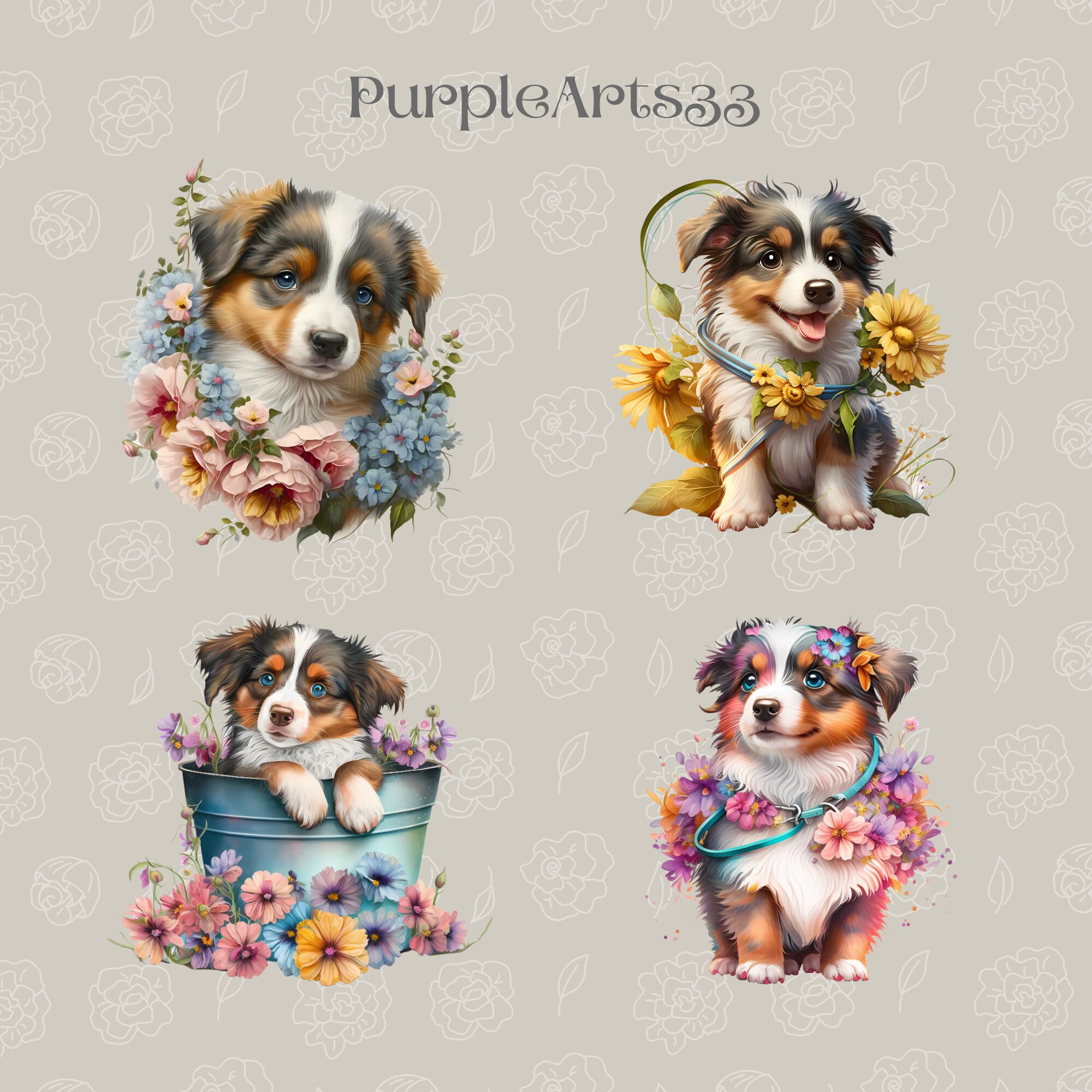 Australian Shepherd Puppy PNG Clipart Cute Dog Digital Illustration ...