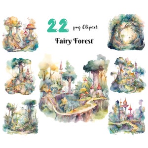 Forêt de fées PNG Clipart magique Fantasy fantaisiste Illustration Junk Journal éphémères artisanat papier Journal Pages Scrapbook téléchargement