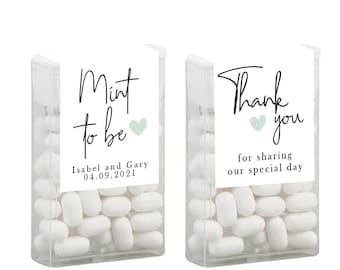 Gepersonaliseerde tic tac mints labels, mint to be, gunsten, huwelijksgunsten, moderne minimalistische salie, blozen, goud, elke kleur