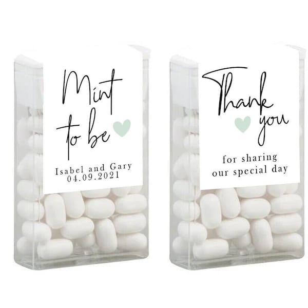 Personalised tic tac mints labels, mint to be, favours, wedding favors, modern minimalist sage, blush, gold, any color