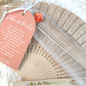 x10 ventagli di matrimonio personalizzati con etichette dell'ordine del giorno - Design minimalista ad arco boho, perfetto per matrimoni estivi e di destinazione