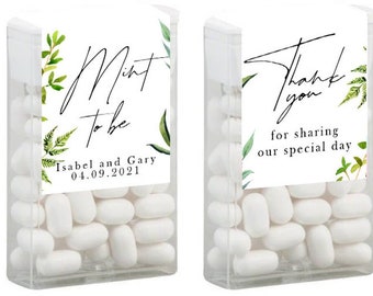 Personalised tic tac mints labels, mint to be, favours, wedding favors, Greenery, Modern