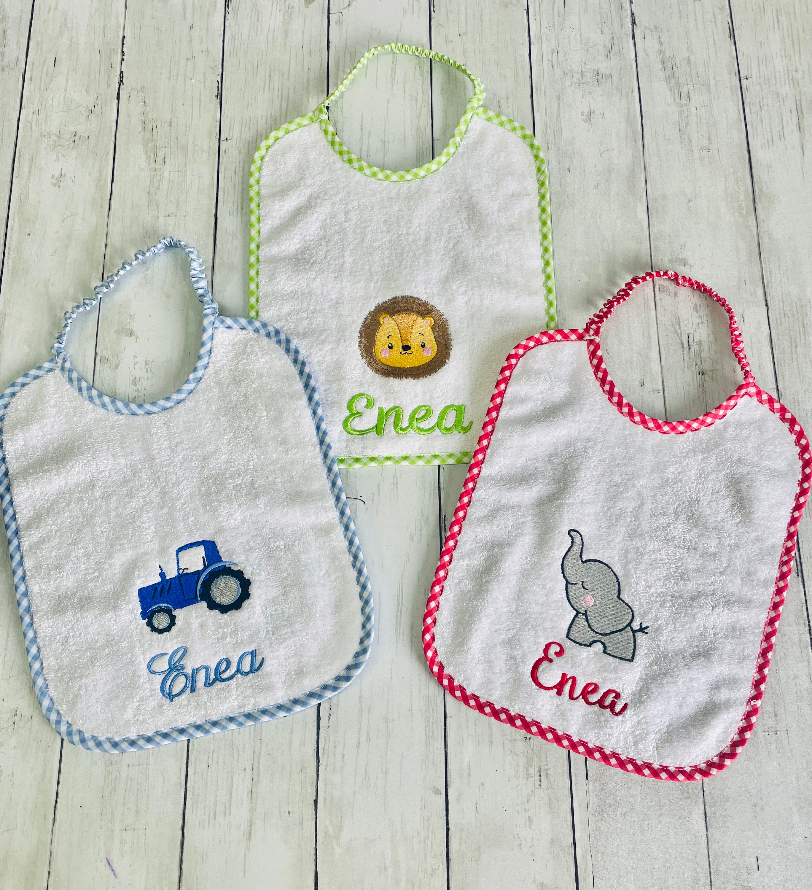 Set 2 Salviette Asilo Personalizzate Con Nome Ricamato - Spugna Di Cotone Con Appendino (02 Panna) - 6