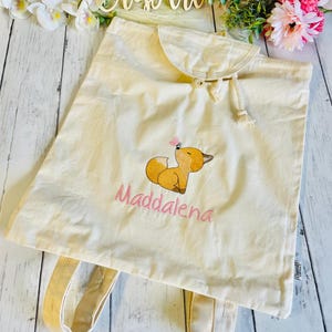 Mochila personalizada para niñas con nombre y bordado de osito, mariposa, unicornio, animales arcoiris para juegos o guardería