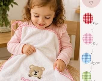 Asciugamano asilo con nome ricamato, salvietta scuola materna della infanzia personalizzabile con leone unicorno bambini unisex infanzia