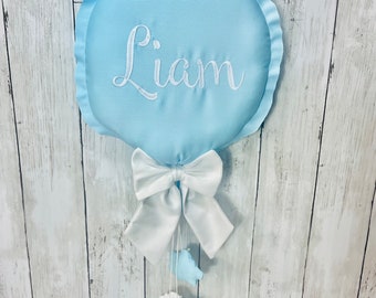 Fiocco nascita bimbo personalizzato, palloncino beige con nome e stelle, nuvole o cuori, annuncio nascita, decorazione cameretta maschietto