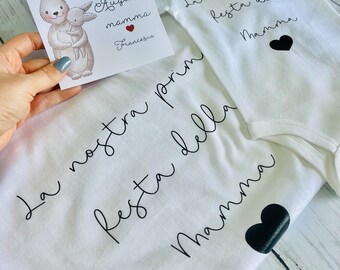 Coordonné mère et bébé Première Fête des Mères, t-shirt et body manches courtes avec HTV, 1 pièce