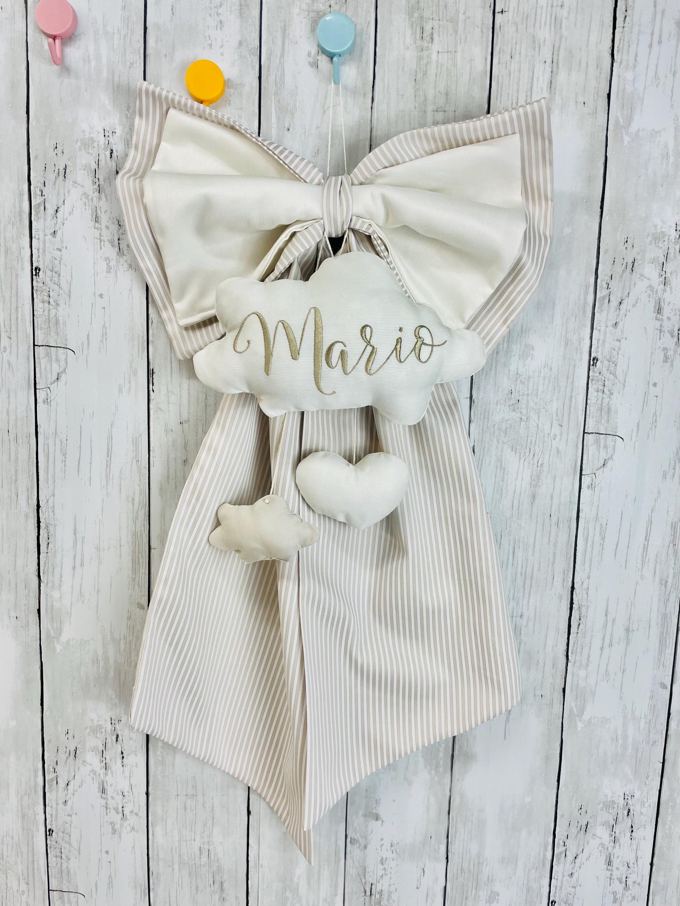 Personalized Baby Birth Bow, Single Bow With Embroidery and
